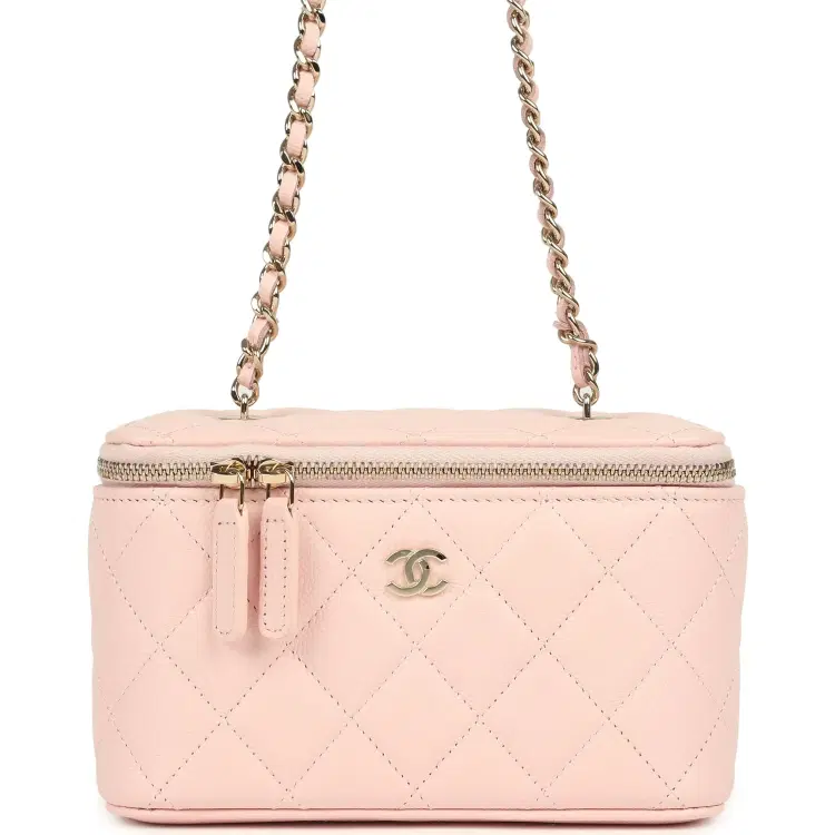 Chanel Small Classic Vanity Case Light Pink Shiny Caviar Light Gold Hardware-Hover-Image
