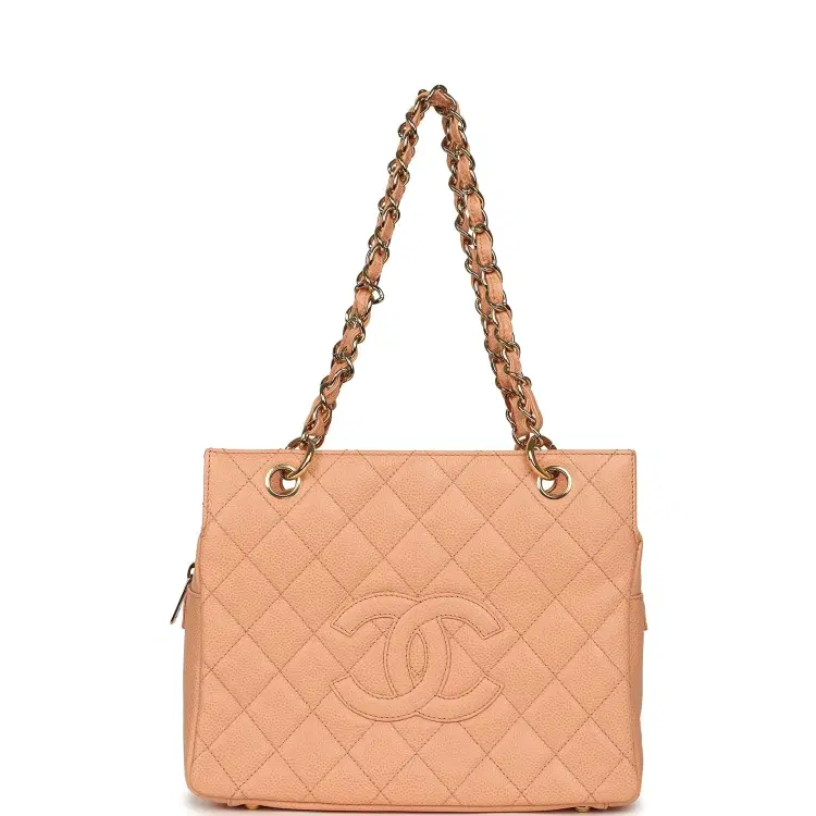 Vintage Chanel Petite Timeless CC Shopping Tote Pink Caviar Gold Hardware-Hover-Image
