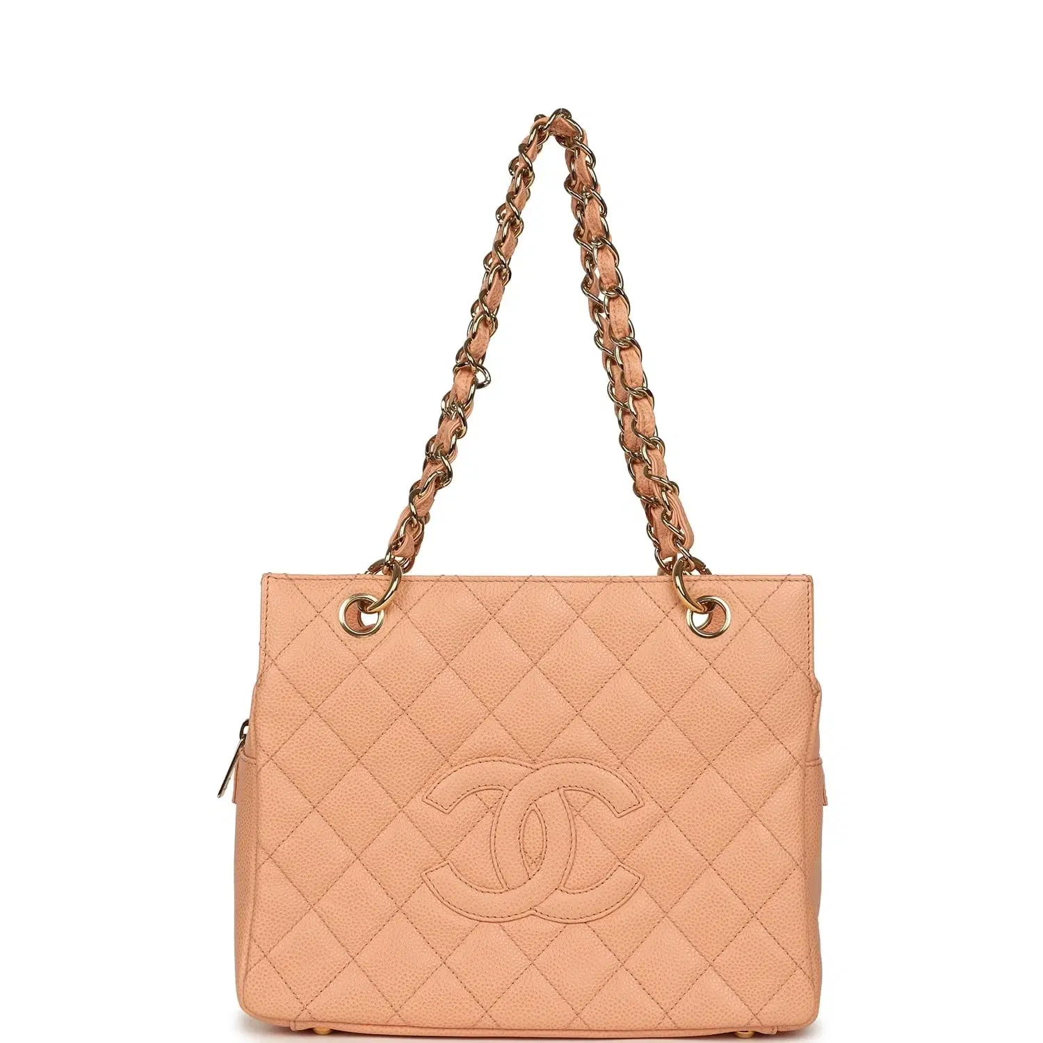 Vintage Chanel Petite Timeless CC Shopping Tote Pink Caviar Gold Hardware