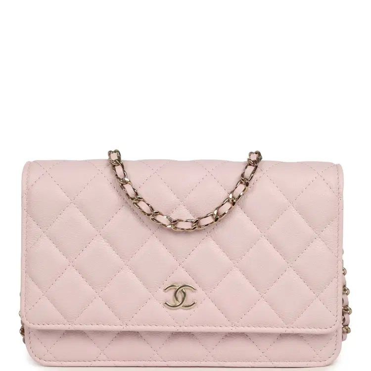 Chanel Wallet On Chain WOC Light Pink Caviar Light Gold Hardware-Hover-Image