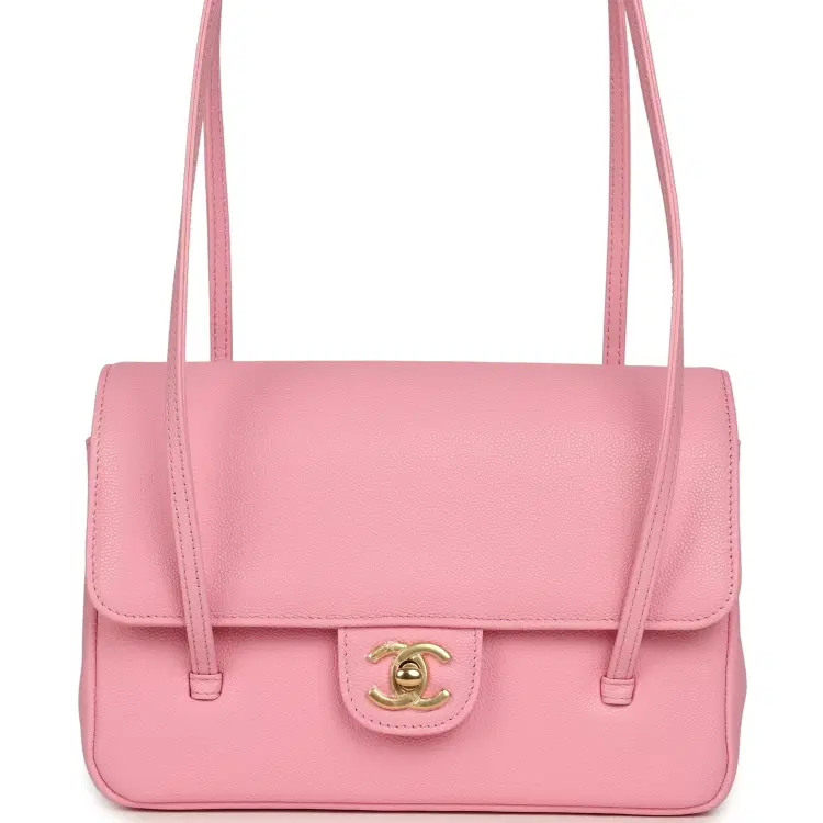 Chanel Small Preppy Coco Flap Bag Pink Shiny Caviar Brushed Gold Hardware-Hover-Image