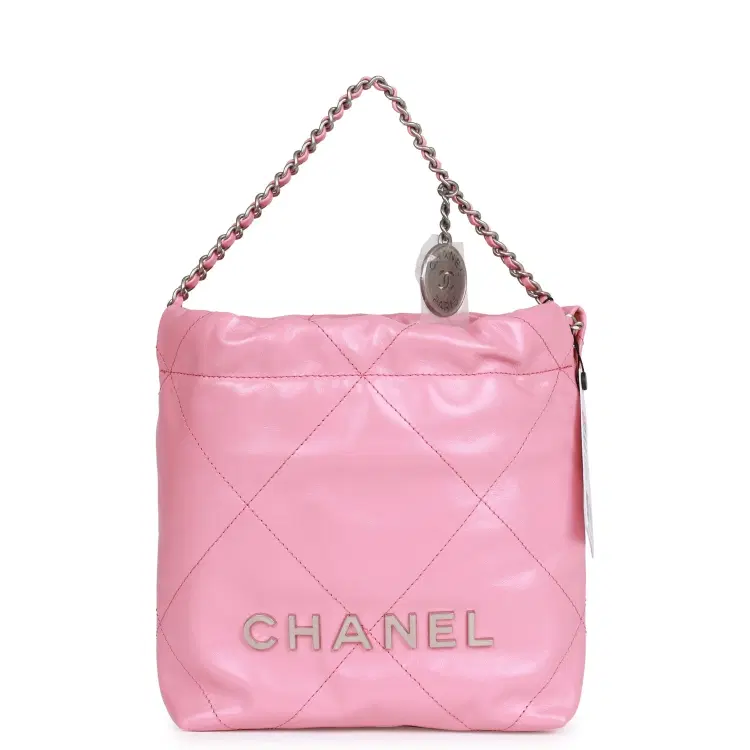 Chanel Mini 22 Bag Pink Calfskin Silver Hardware-Hover-Image