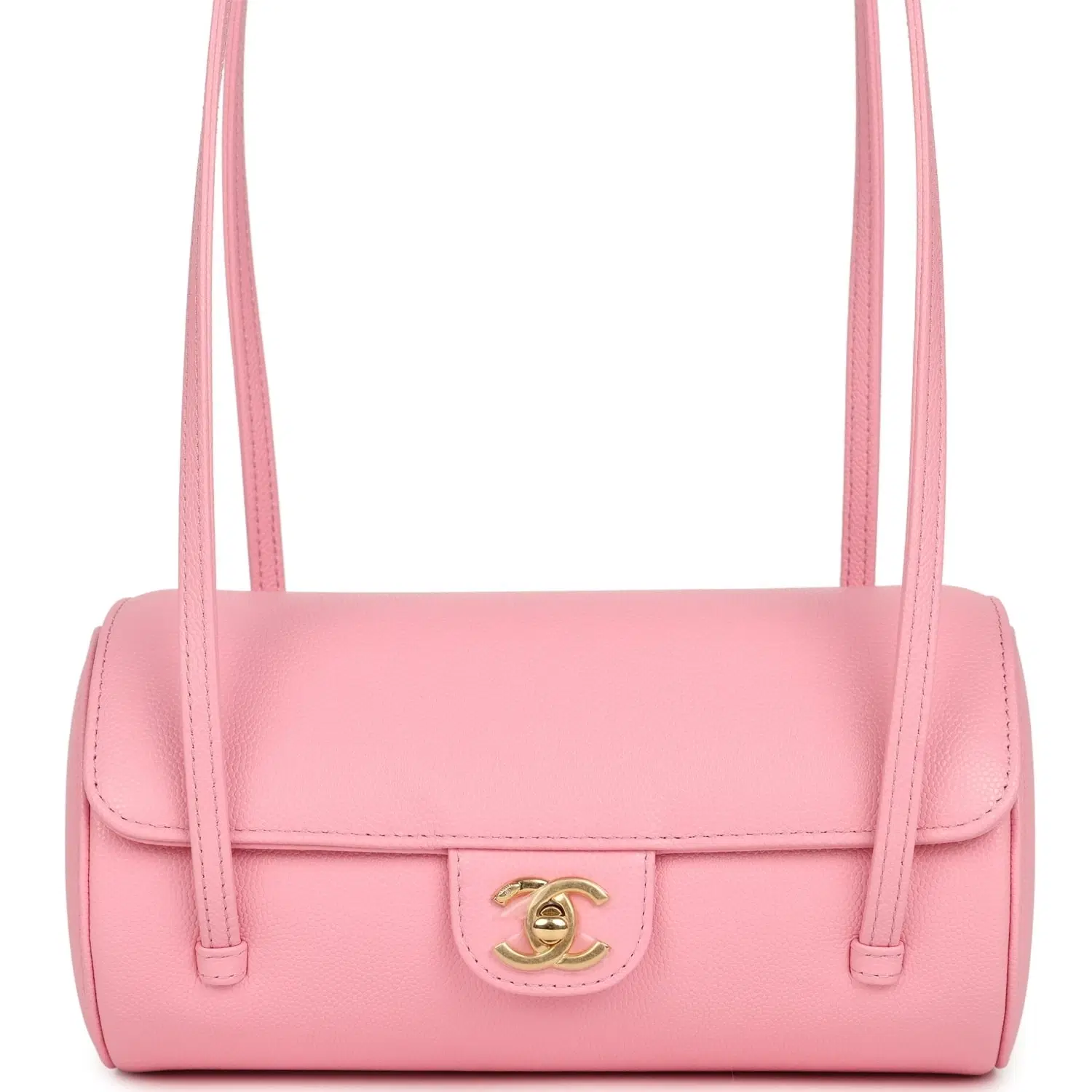Chanel Preppy Coco Bowling Bag Pink Shiny Caviar Brushed Gold Hardware