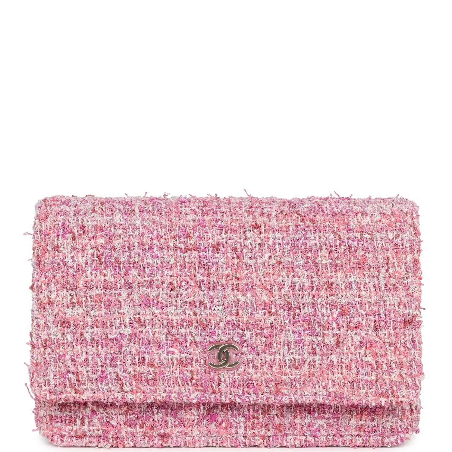 Chanel Classic Wallet On Chain WOC Pink Multicolored Tweed Gold Hardware