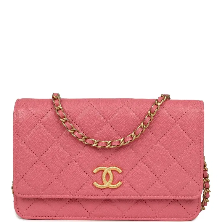 Chanel Classic Wallet On Chain WOC Pink Caviar Brushed Gold Hardware-Hover-Image