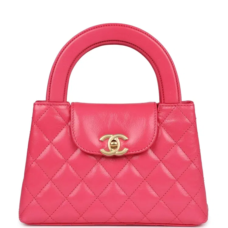 Chanel Small Kelly Shopper Dark Pink Shiny Aged Calfskin Brushed Gold Hardware-Hover-Image