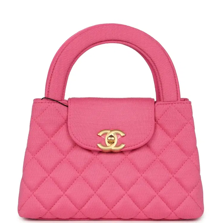 Chanel Small Kelly Shopper Dark Pink Jersey Brushed Gold Hardware-Hover-Image