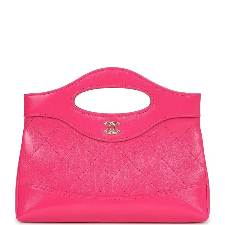 Pre-owned Chanel Nano 31 Shopper Hot Pink Shiny Aged Calfskin Gold Hardware-Hover-Image