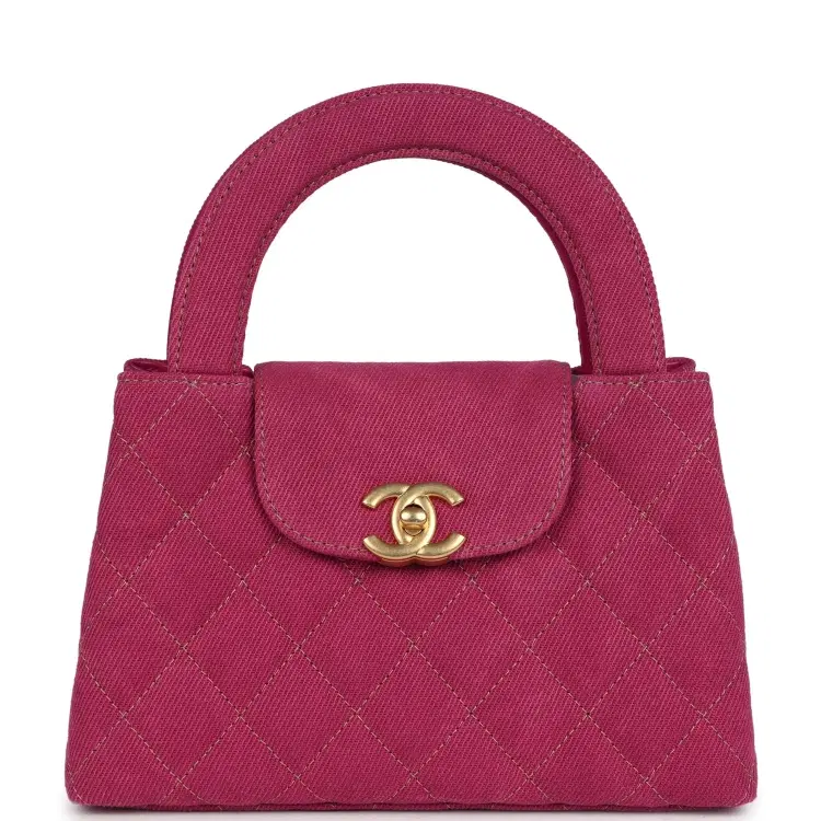 Chanel Small Kelly Shopper Pink Washed Denim Brushed Gold Hardware-Hover-Image