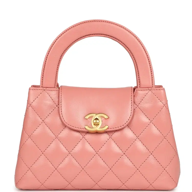 Chanel Small Kelly Shopper Coral Shiny Aged Calfskin Brushed Gold Hardware-Hover-Image