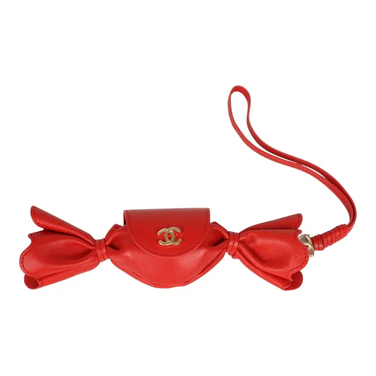 Chanel Mini Candy Bag Charm Red Lambskin Gold Hardware-Hover-Image