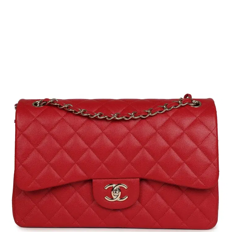 Chanel Jumbo Classic Double Flap Bag Red Shiny Caviar Gold Hardware-Hover-Image