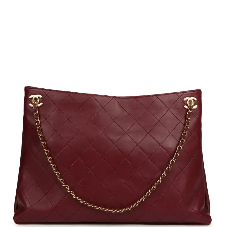 Chanel Large "Eyes on You" CC Shopping Bag Burgundy Lambskin Gold Hardware-Hover-Image