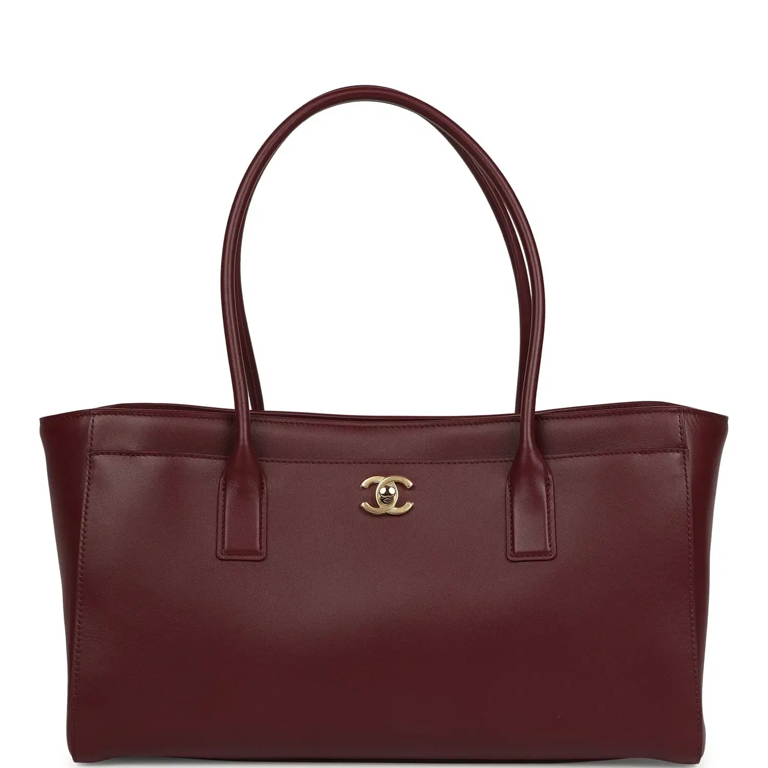 Chanel Small Cerf Shopping Bag Burgundy Calfskin Gold Hardware