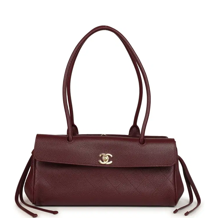 Chanel Small "Urban Essential" East West Shopping Tote Dark Burgundy Caviar Gold Hardware-Hover-Image