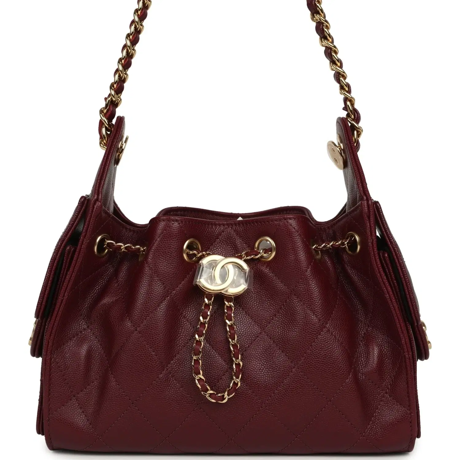 Chanel Mini 25 Hobo Bag Dark Burgundy Caviar Gold Hardware