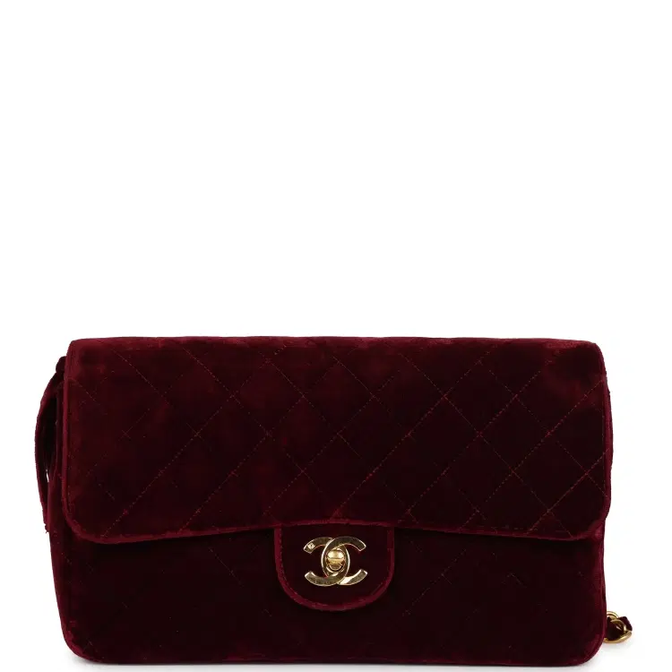 Vintage Chanel Medium Classic Flap Backpack Burgundy Velvet Gold Hardware-Hover-Image