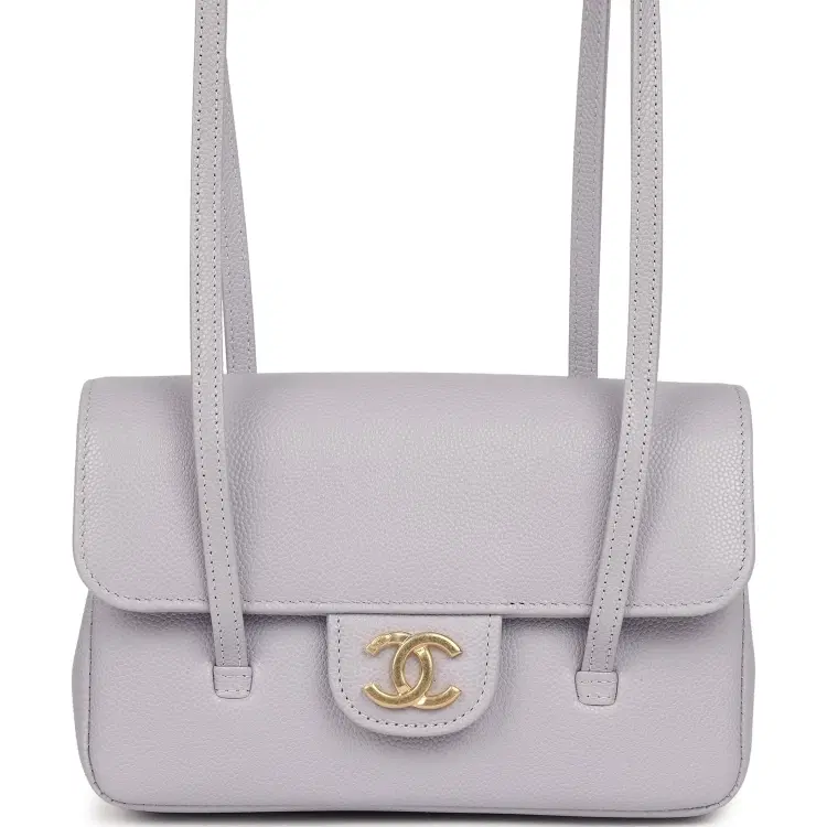 Chanel Mini Preppy Coco Clutch with Straps Light Purple Shiny Caviar Brushed Gold Hardware-Hover-Image