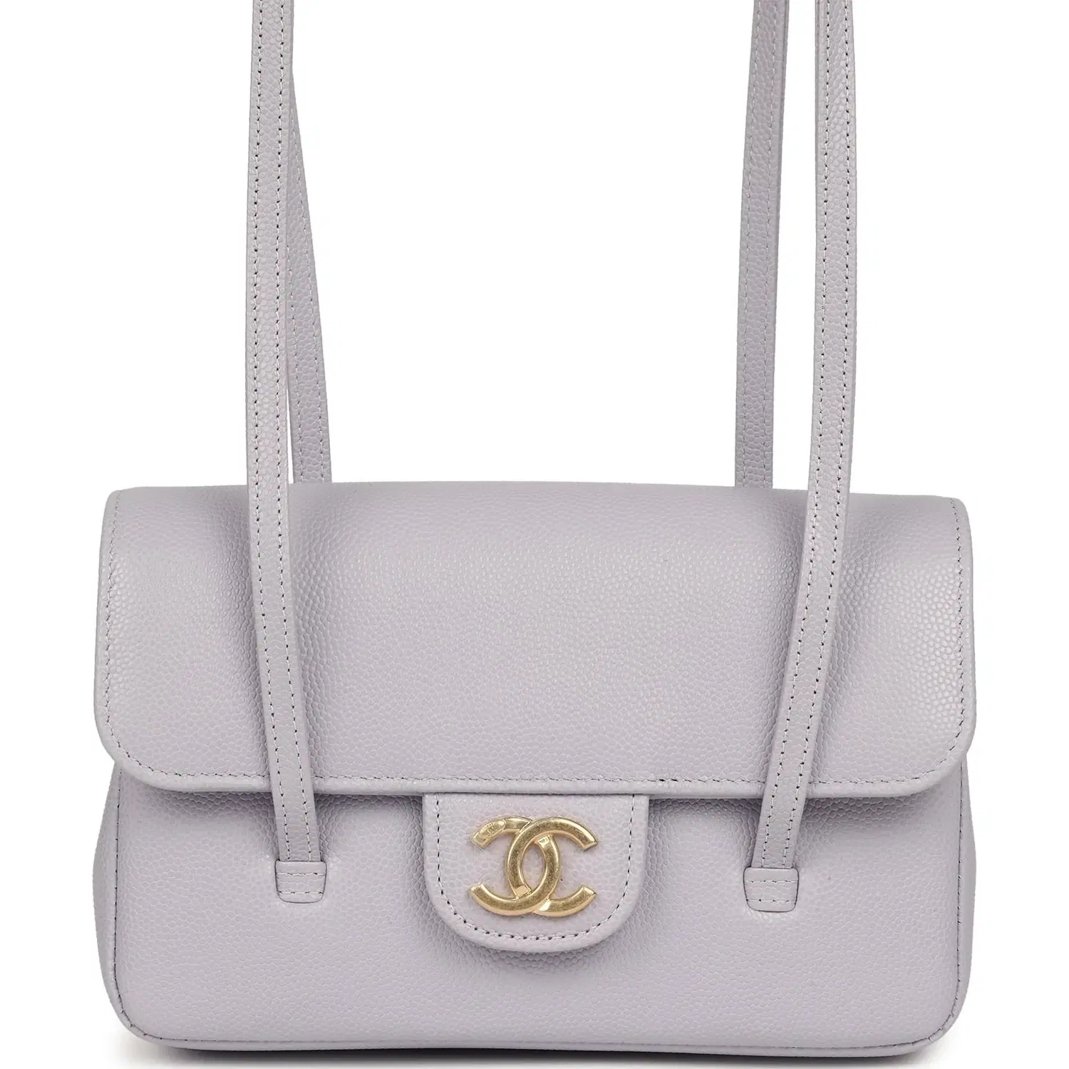 Chanel Mini Preppy Coco Clutch with Straps Light Purple Shiny Caviar Brushed Gold Hardware