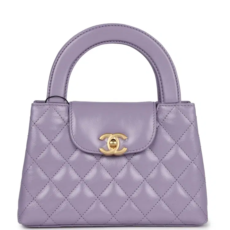 Chanel Small Kelly Shopper Light Purple Shiny Aged Calfskin Brushed Gold Hardware-Hover-Image