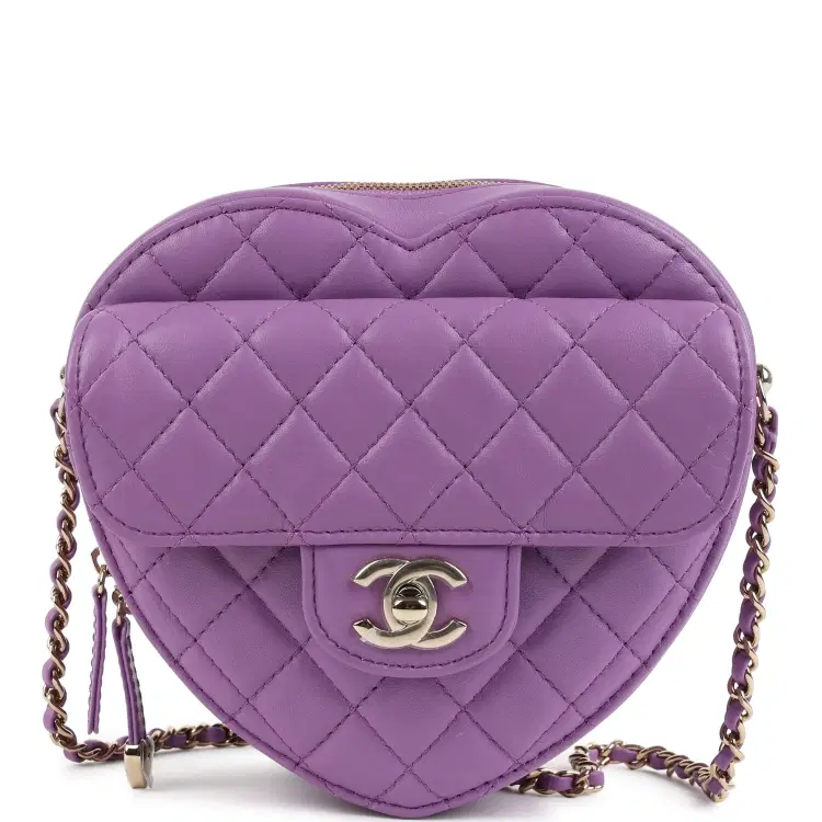 Chanel CC In Love Large Heart Bag with Chain Purple Lambskin Light Gold Hardware-Hover-Image