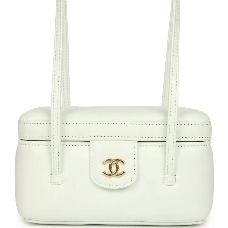 Chanel Preppy Coco Long Vanity with Straps Light Blue Shiny Caviar Brushed Gold Hardware-Hover-Image