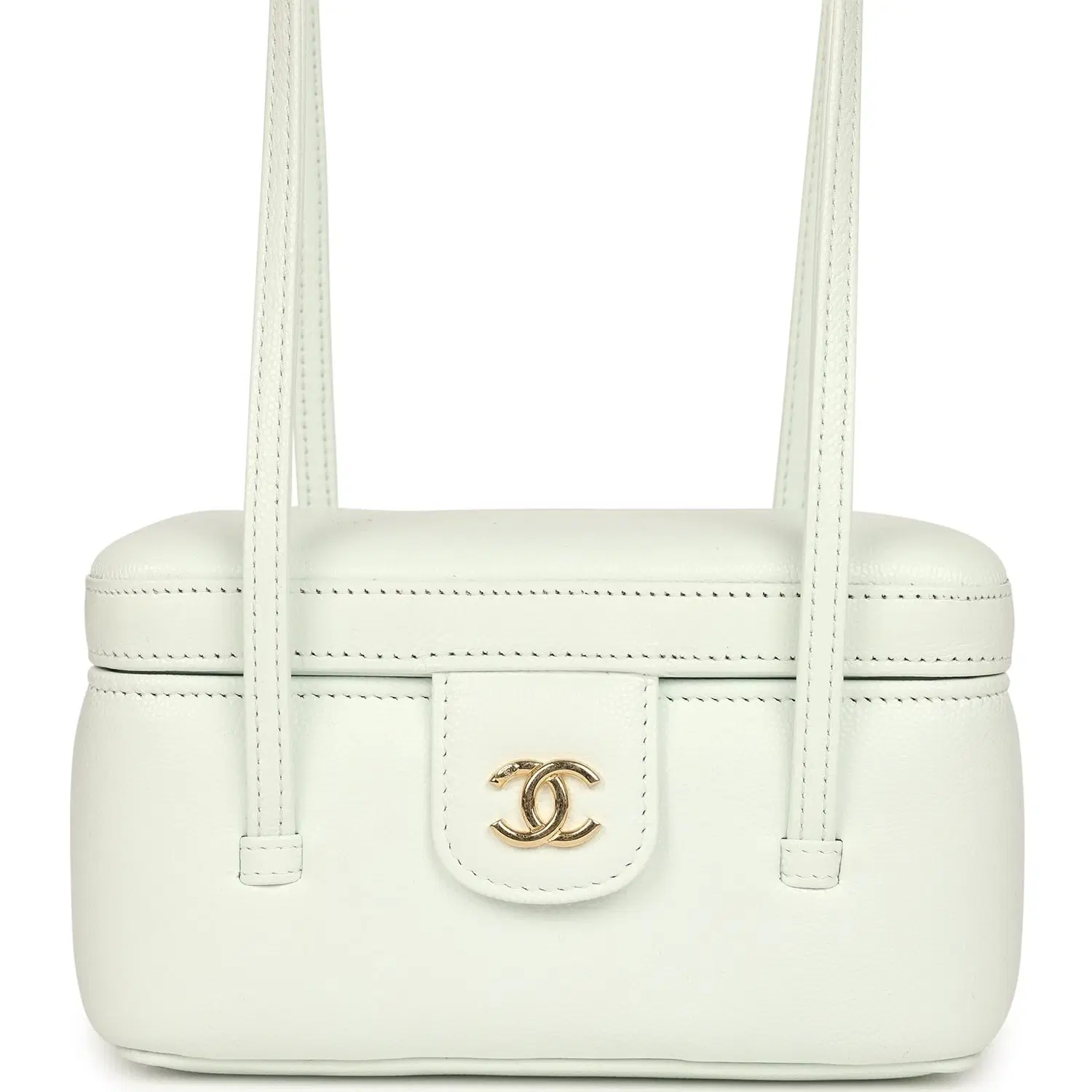 Chanel Preppy Coco Long Vanity with Straps Light Blue Shiny Caviar Brushed Gold Hardware