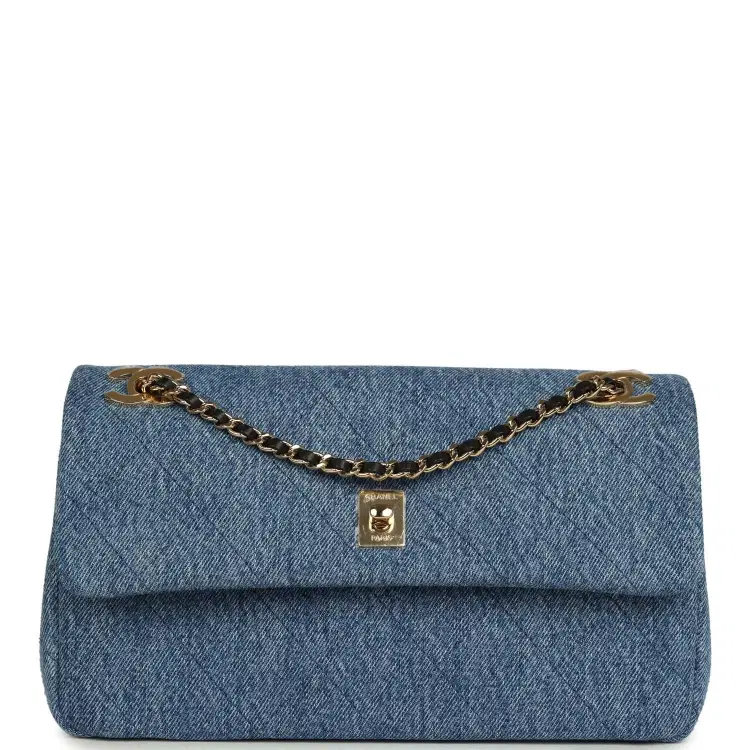 Chanel Medium "Eyes on You" Flap Bag Blue Denim Gold Hardware-Hover-Image