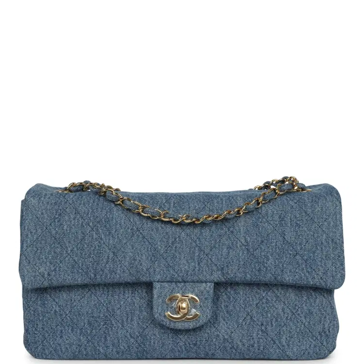 Chanel Maxi "Souplissimo" Small Flap Bag Blue Denim Gold Hardware-Hover-Image