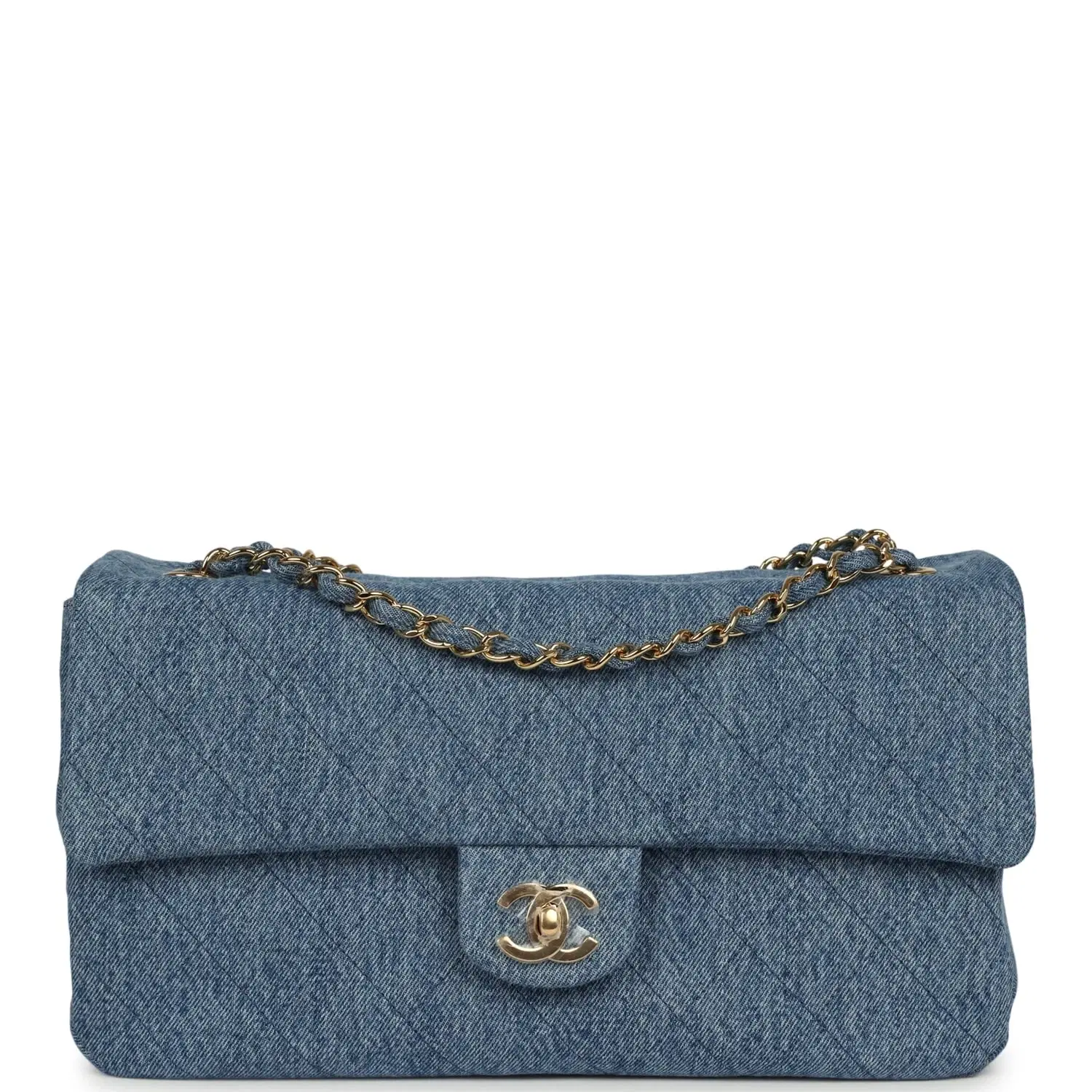 Chanel Maxi "Souplissimo" Small Flap Bag Blue Denim Gold Hardware