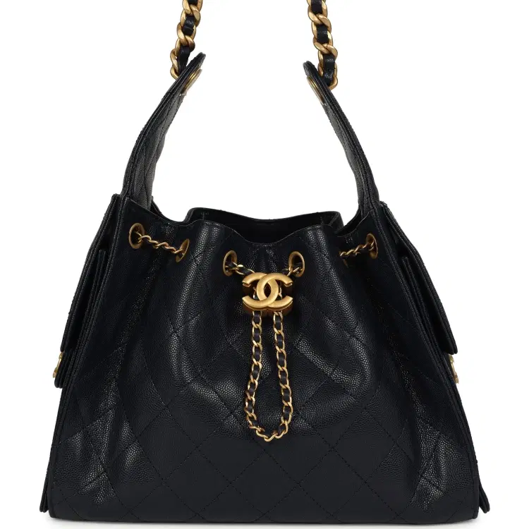 Chanel Small 25 Hobo Bag Dark Navy Caviar Antique Gold Hardware-Hover-Image