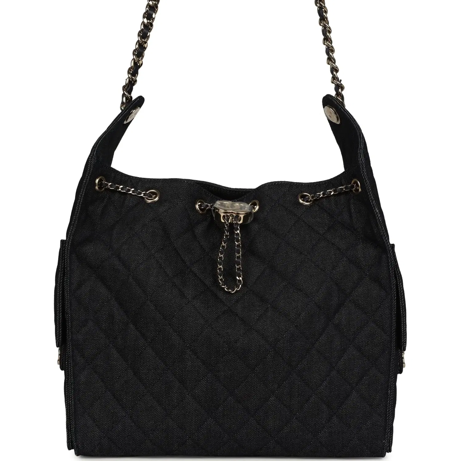 Chanel Medium 25 Hobo Bag Dark Denim Light Gold Hardware