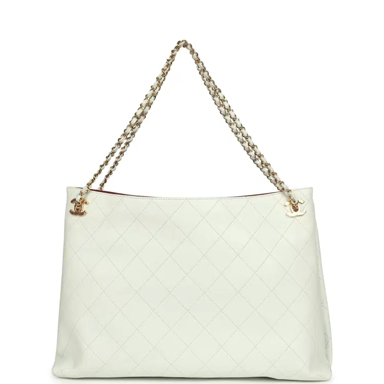 Chanel Large "Eyes on You" CC Shopping Bag Light Blue Lambskin Gold Hardware-Hover-Image
