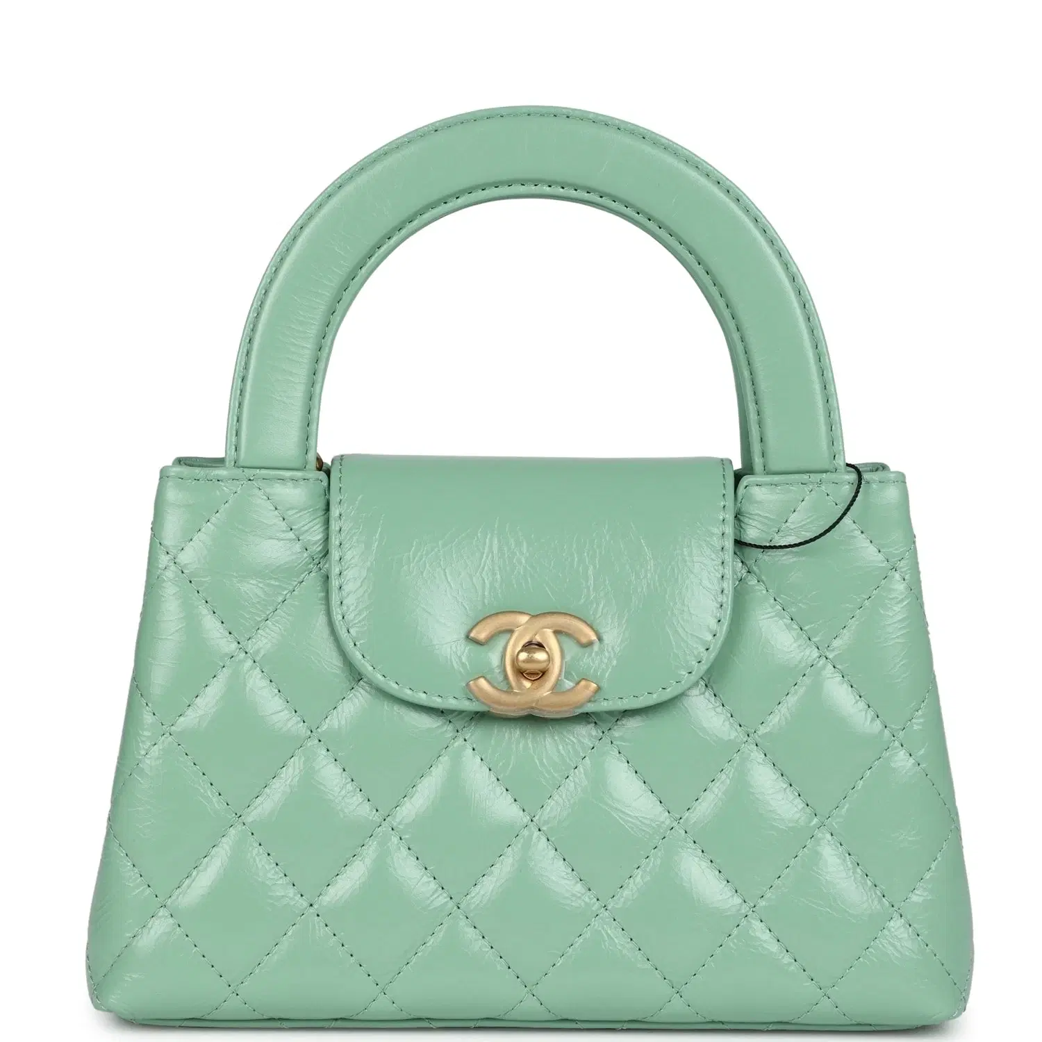 Chanel Small Kelly Shopper Light Green Shiny Aged Calfskin Brushed Gold Hardware