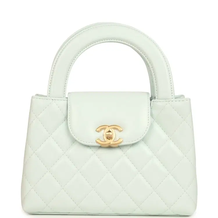 Chanel Small Kelly Shopper Mint Shiny Lambskin Brushed Gold Hardware-Hover-Image