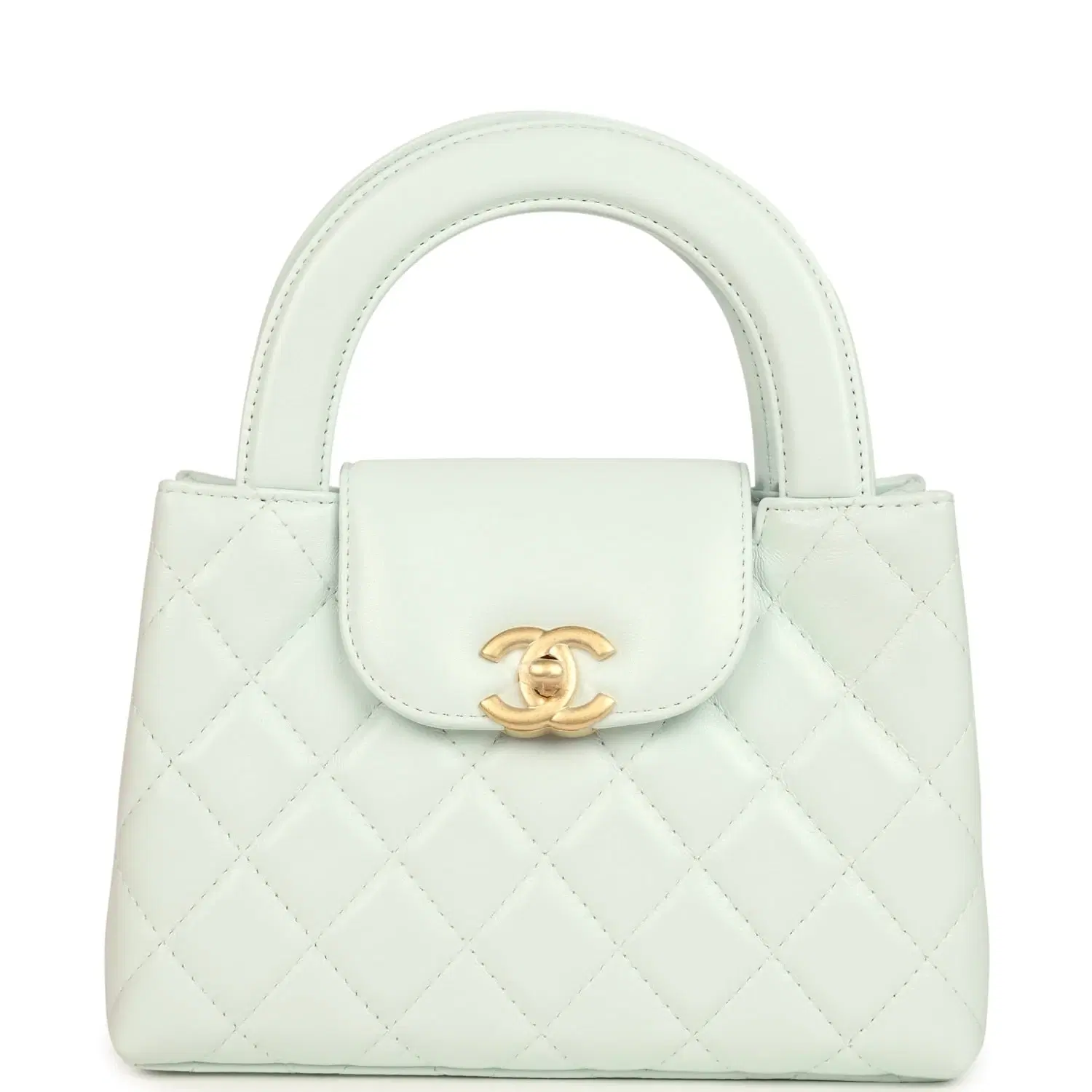 Chanel Small Kelly Shopper Mint Shiny Lambskin Brushed Gold Hardware