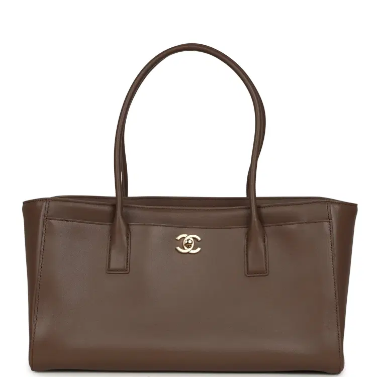 Chanel Small Cerf Shopping Bag Brown Calfskin Gold Hardware-Hover-Image