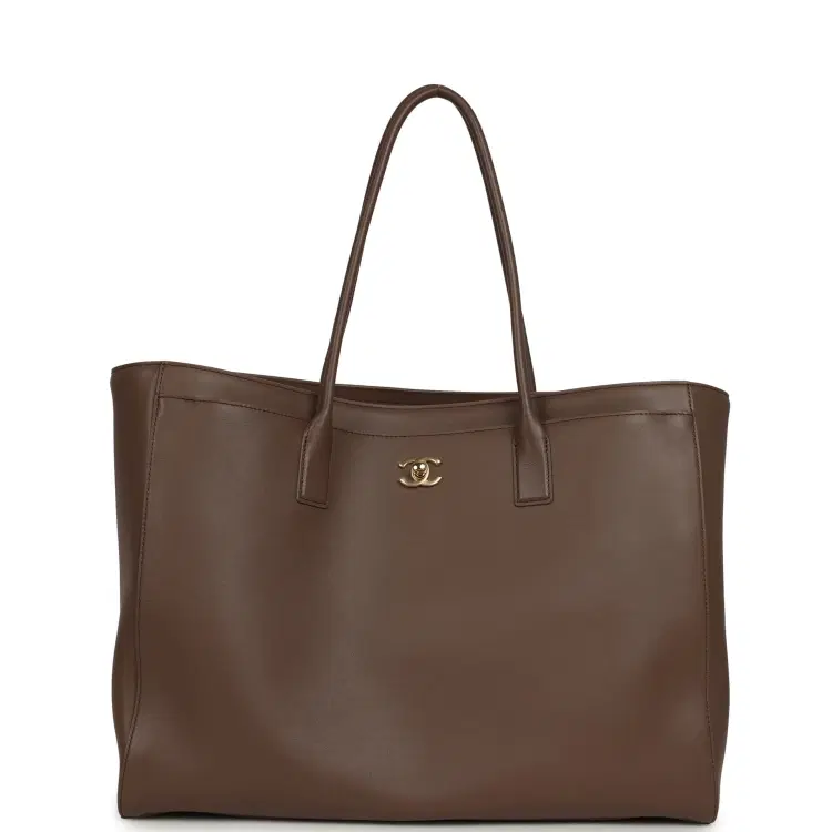Chanel Large Cerf Shopping Bag Brown Calfskin Gold Hardware-Hover-Image
