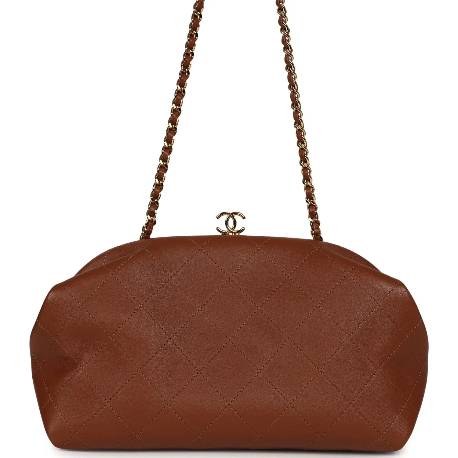 Chanel Small Clutch with Chain Camel Lambskin Gold Hardware