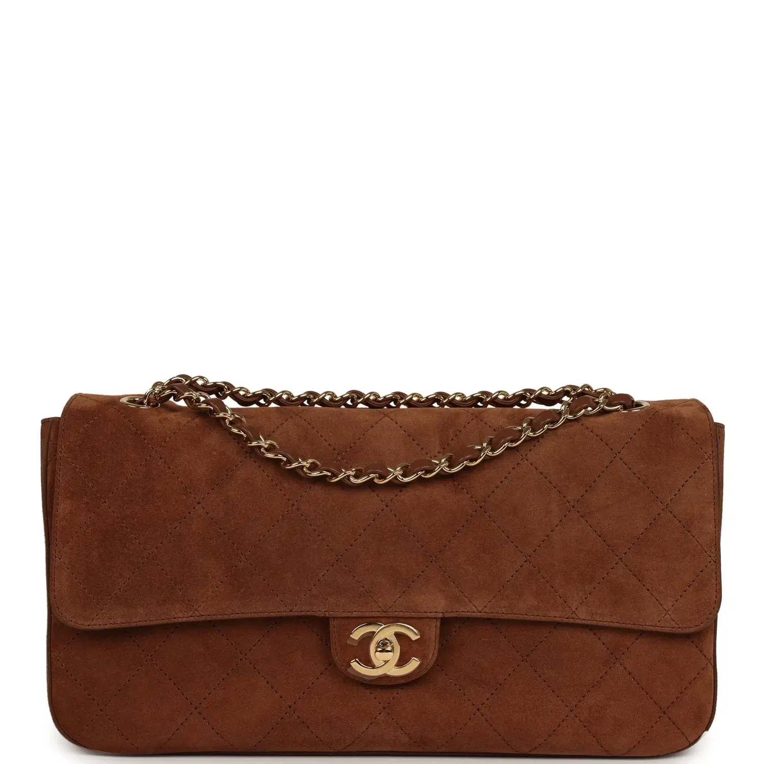 Chanel Maxi "Souplissimo" Small Flap Bag Camel Suede Gold Hardware