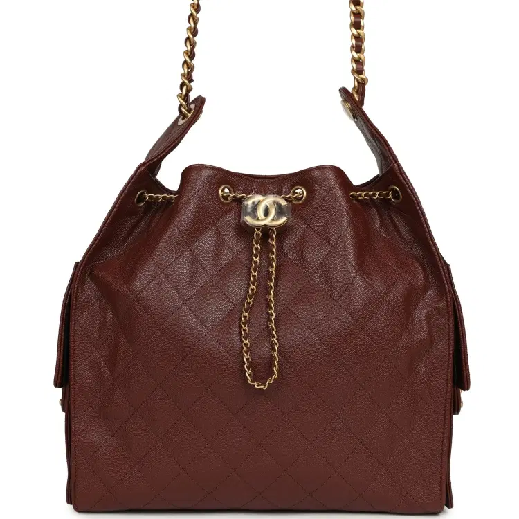 Chanel Medium 25 Hobo Bag Brown Caviar Antique Gold Hardware-Hover-Image