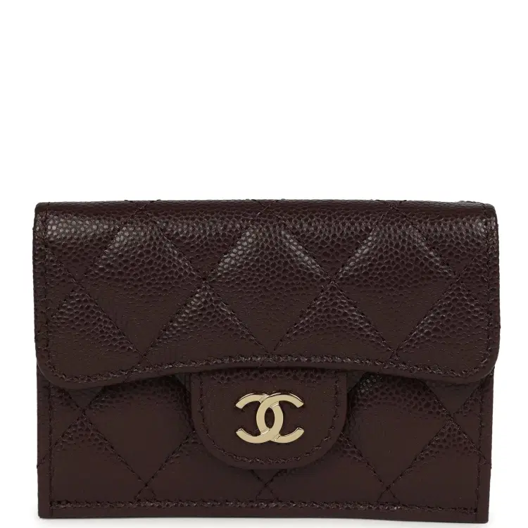 Chanel Small Classic Flap Wallet Dark Brown Shiny Caviar Light Gold Hardware-Hover-Image