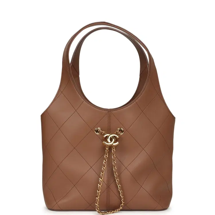 Chanel Daily Trendy Shopping Bag Brown Calfskin Gold Hardware-Hover-Image