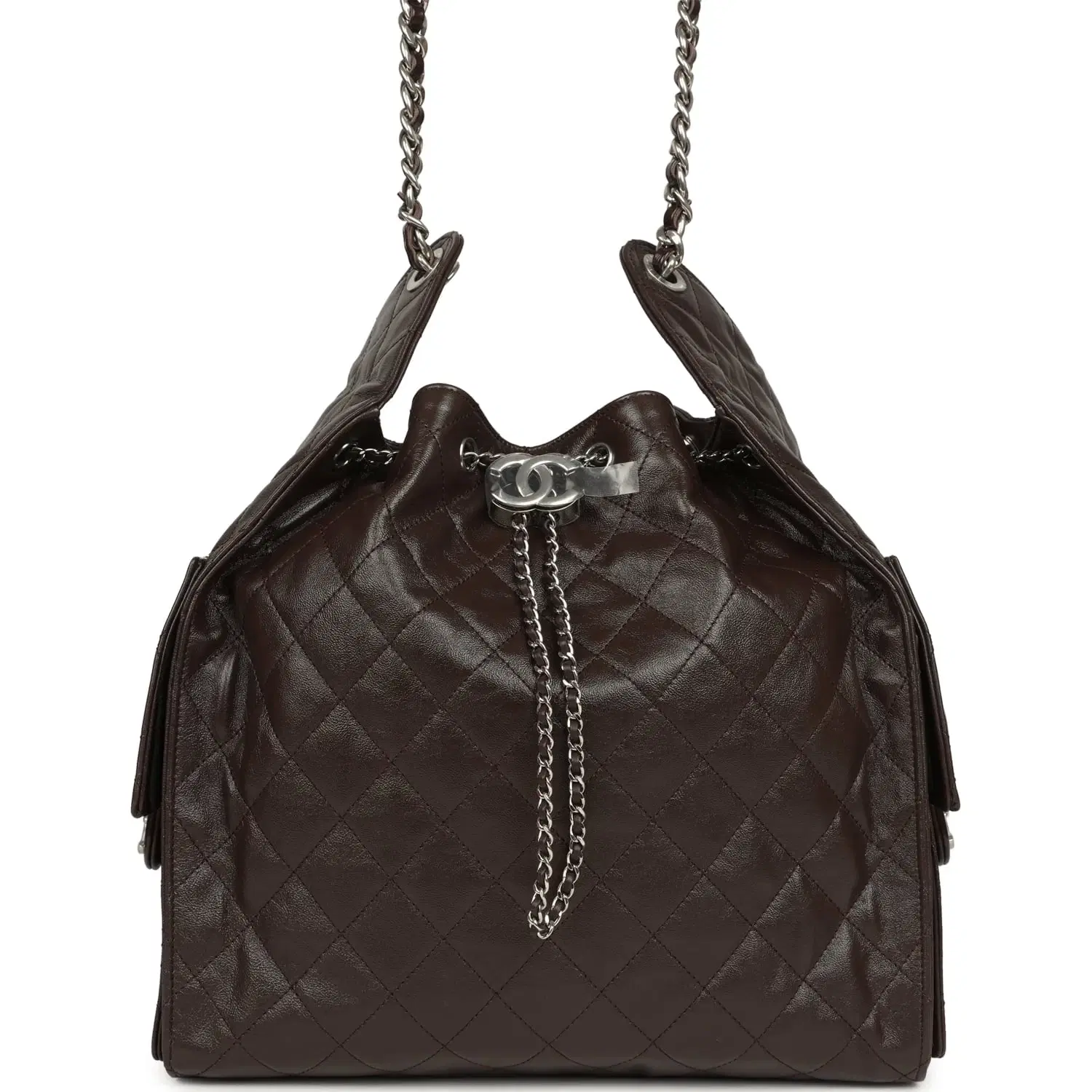 Chanel Medium 25 Hobo Bag Dark Brown Shiny Aged Calfskin Silver Hardware