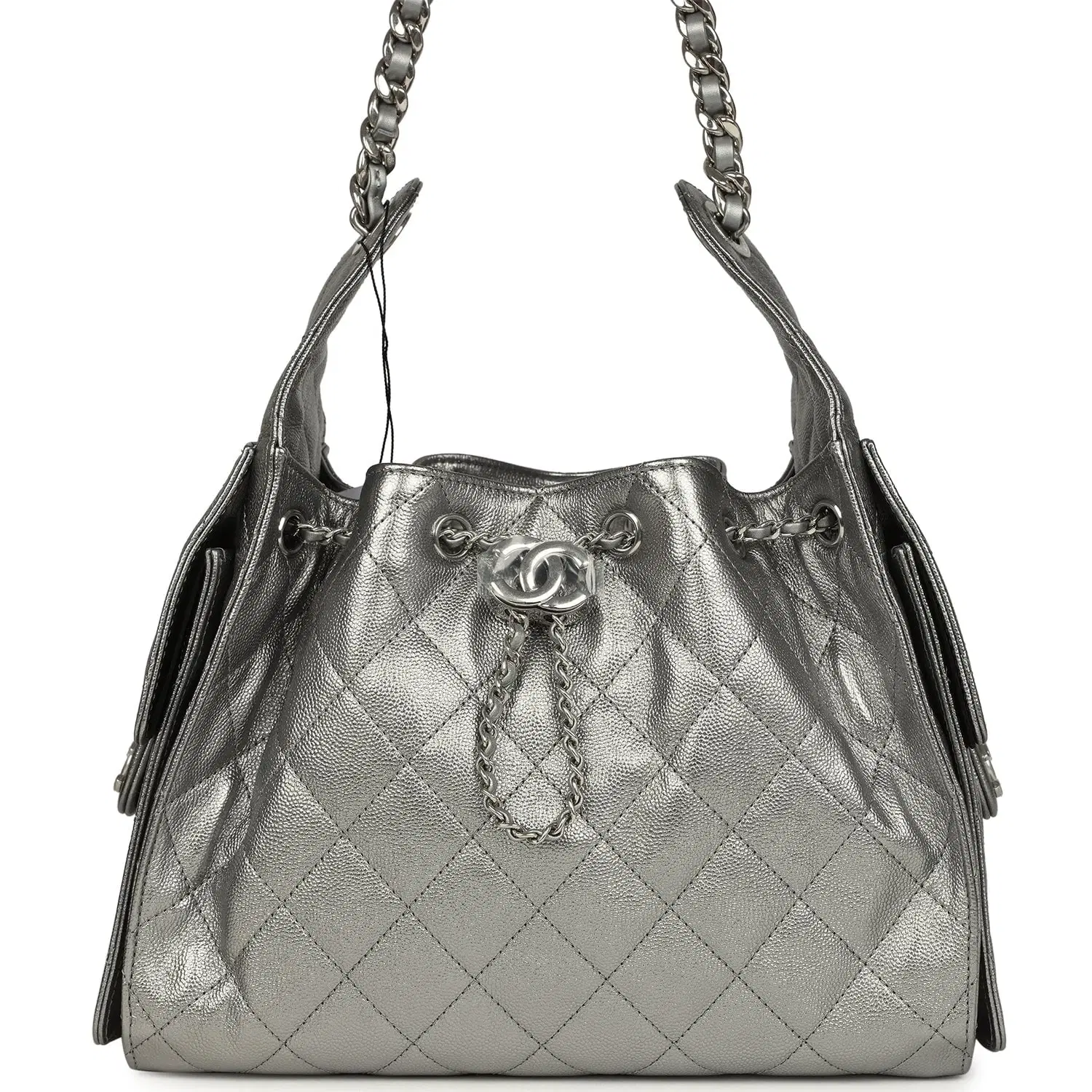 Chanel Small 25 Hobo Bag Metallic Anthracite Caviar Silver Hardware