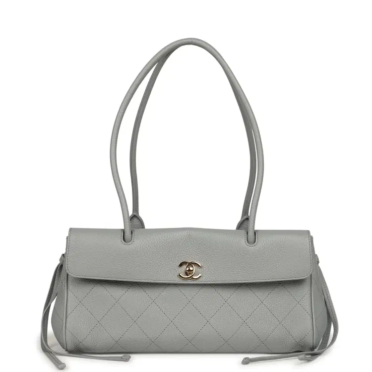Chanel Small "Urban Essential" East West Shopping Tote Light Grey Caviar Gold Hardware-Hover-Image