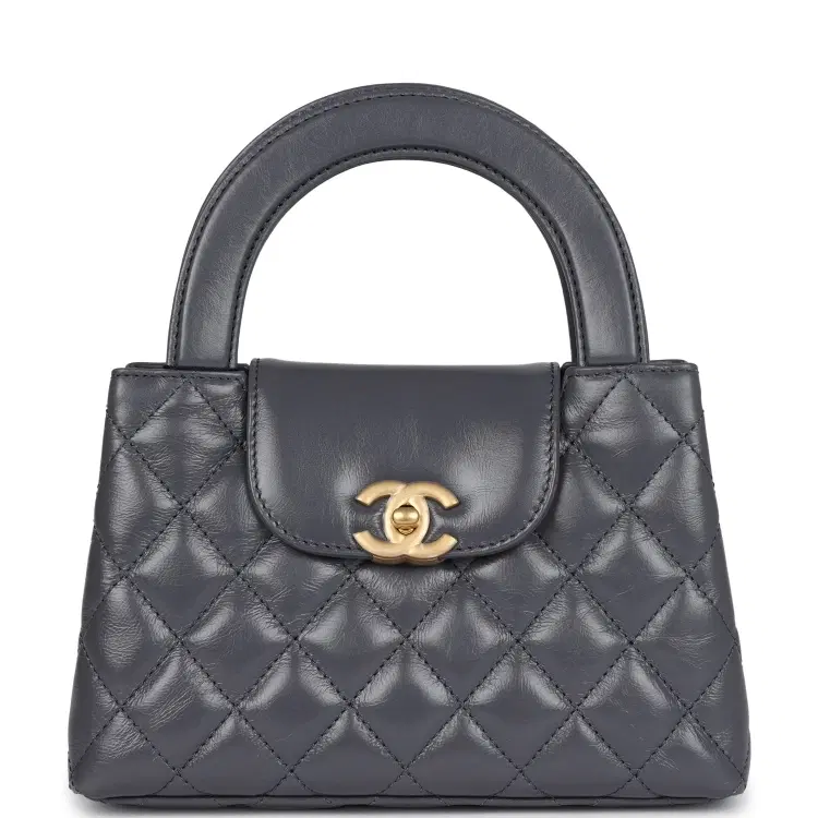 Chanel Small Kelly Shopper Dark Grey Shiny Aged Calfskin Brushed Gold Hardware-Hover-Image