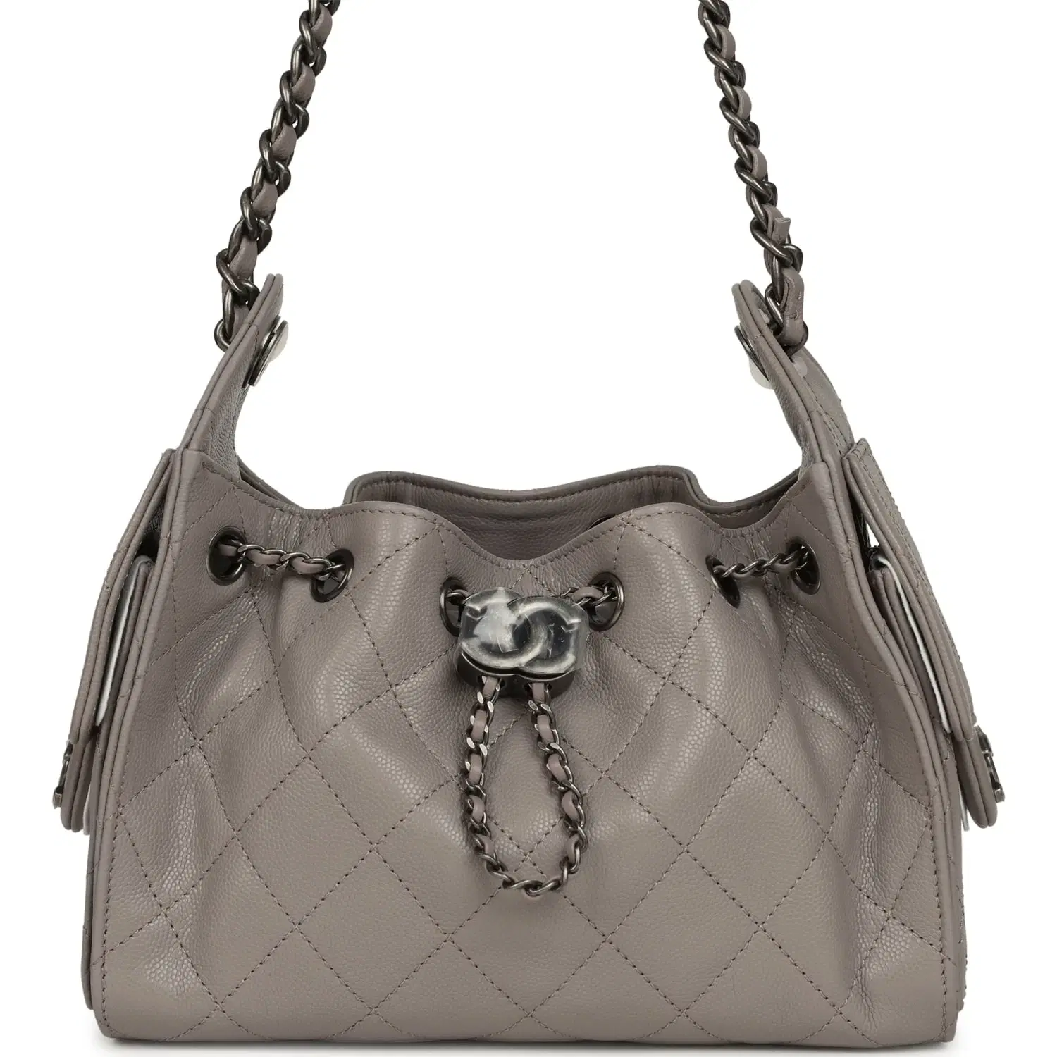 Chanel Mini 25 Hobo Bag Dark Grey Caviar Aged Ruthenium Hardware
