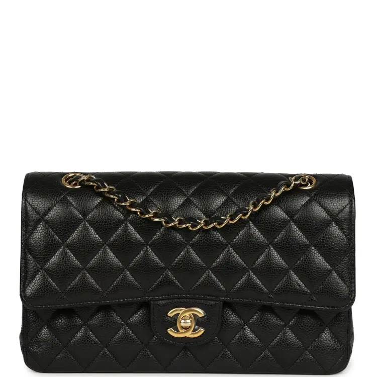 Pre-owned Chanel Medium Classic Double Flap Black Caviar Gold Hardware-Hover-Image