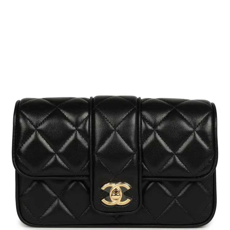 Chanel Mini Tab Flap Bag Black Lambskin Gold Hardware-Hover-Image